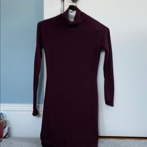 Maroon high neck body con dress